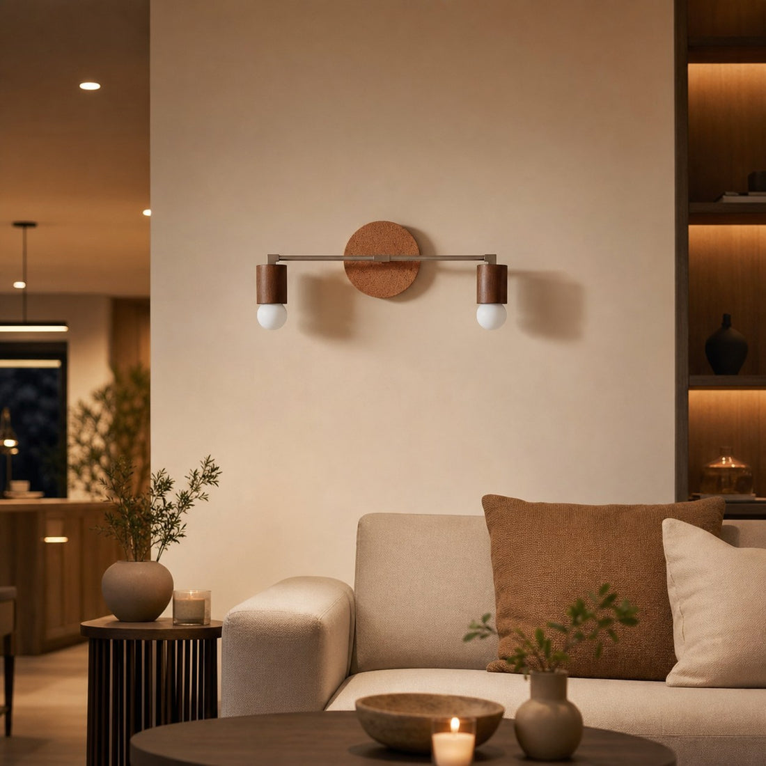 Mobilux Line Wood and Vanity Light - Bohemian Bathroom Lighting Fixture