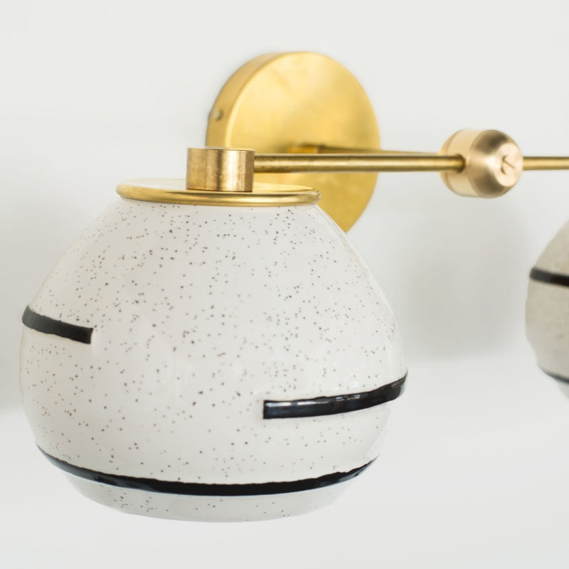 Two Light Delta Wall Sconce - Double Head Vanity Ceramic Wall Lamp