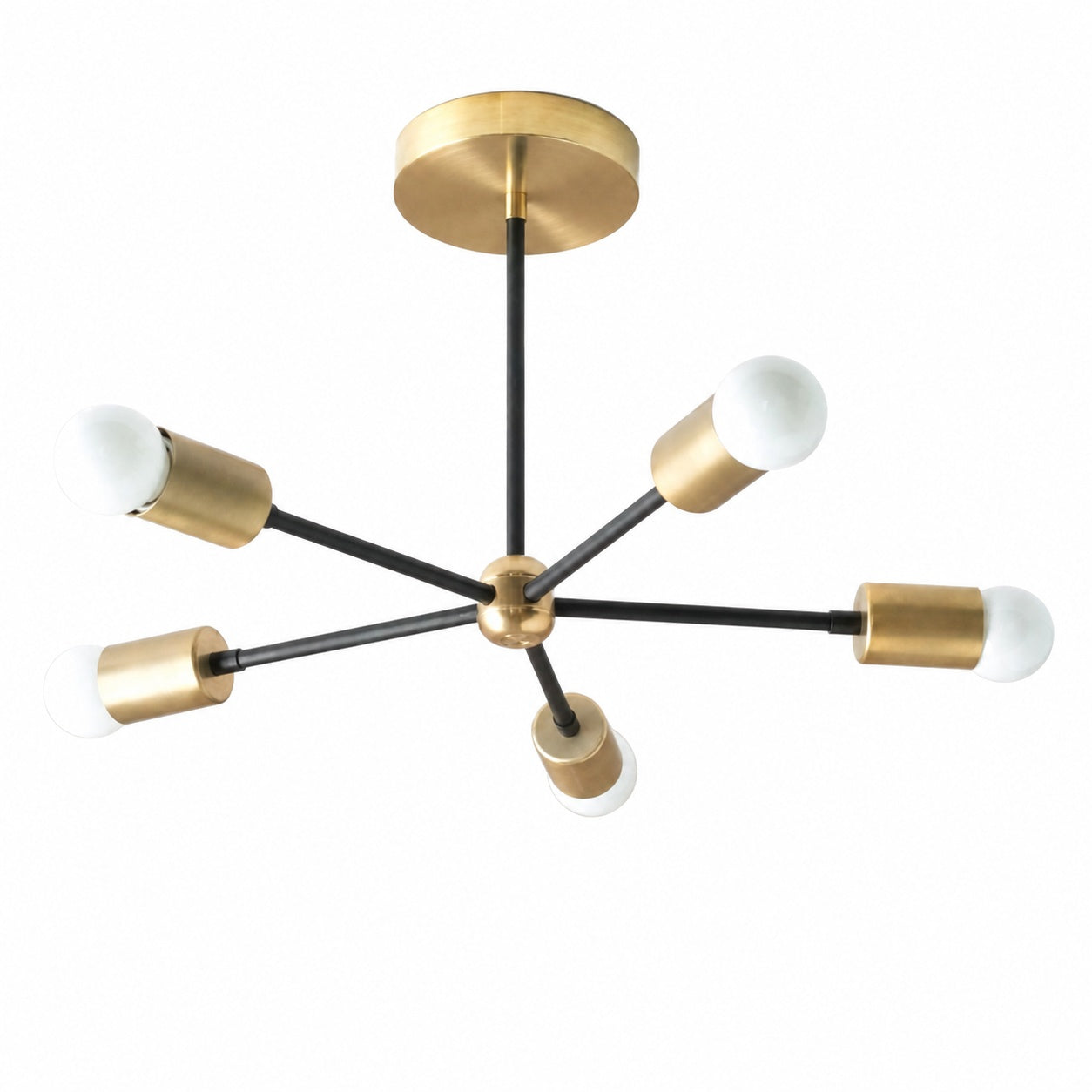 Mobilux Line Mid Century Gold Sputnik Chandelier - Geometric Brass Fixture