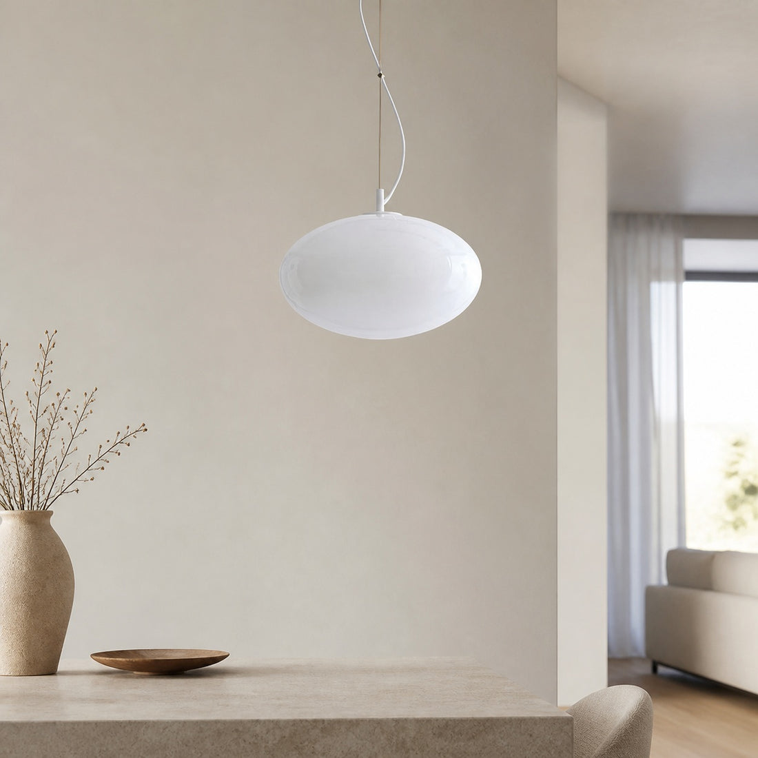 Lumivelle Minimalist Glass Pendant – Adjustable Height Dimmable Design