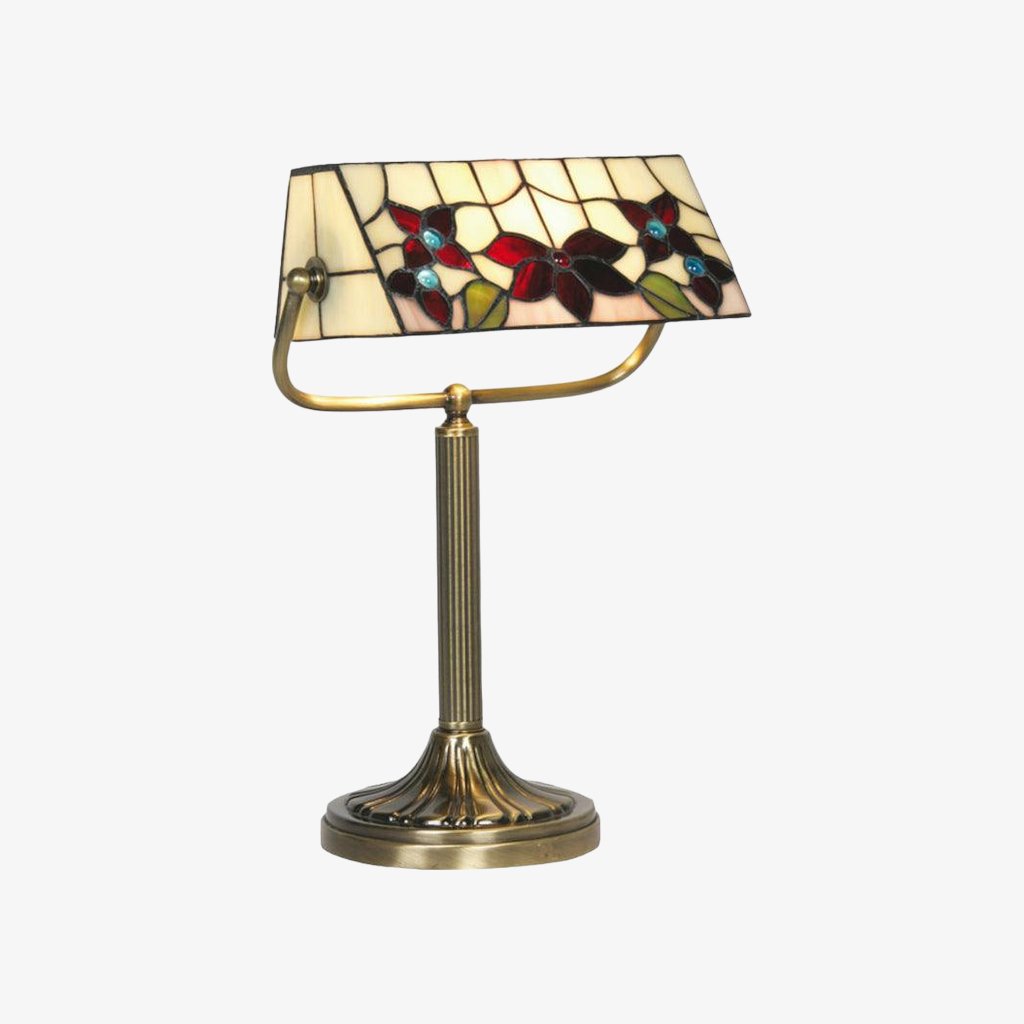 TF Camillo Dragonfly Table Lamp Stained Glass Scalloped Edge - Tiffany Style Art Nouveau for Console Tables and Reading Nooks
