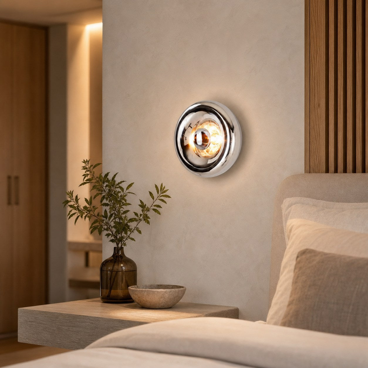 Ivoran Wall Sconce - Round Glass and Metal Modern Sconce for Modern Interiors
