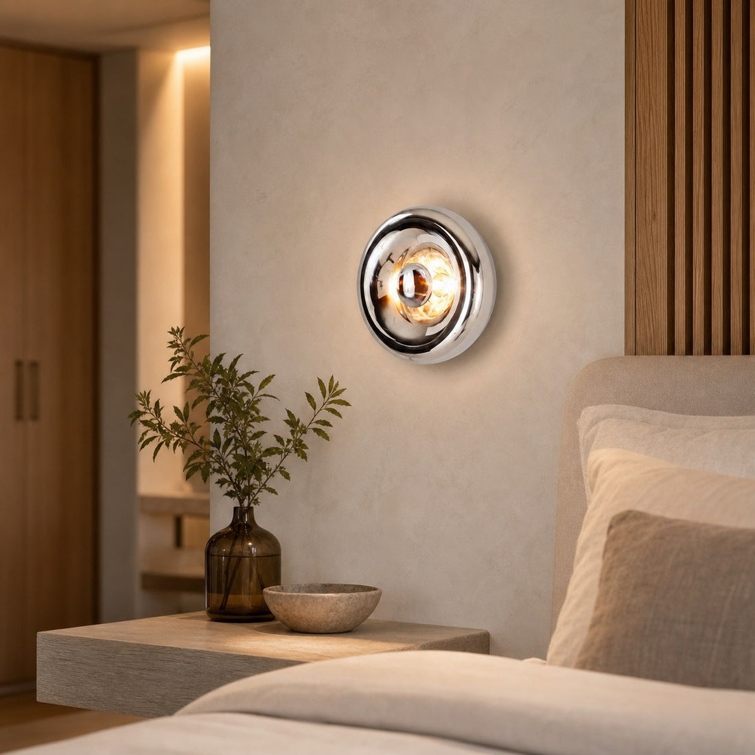 Ivoran Wall Sconce - Round Glass and Metal Modern Sconce for Modern Interiors