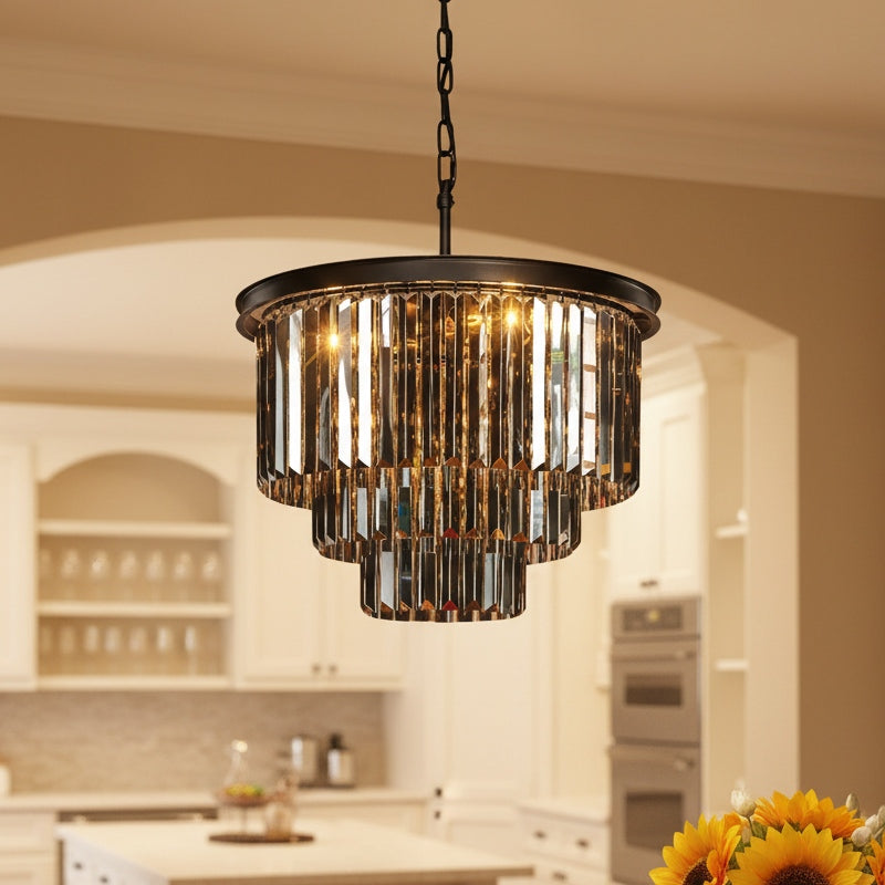 Aurevon Crystal Prism Metal Frame Modern Ceiling Chandelier for Home and Hotel