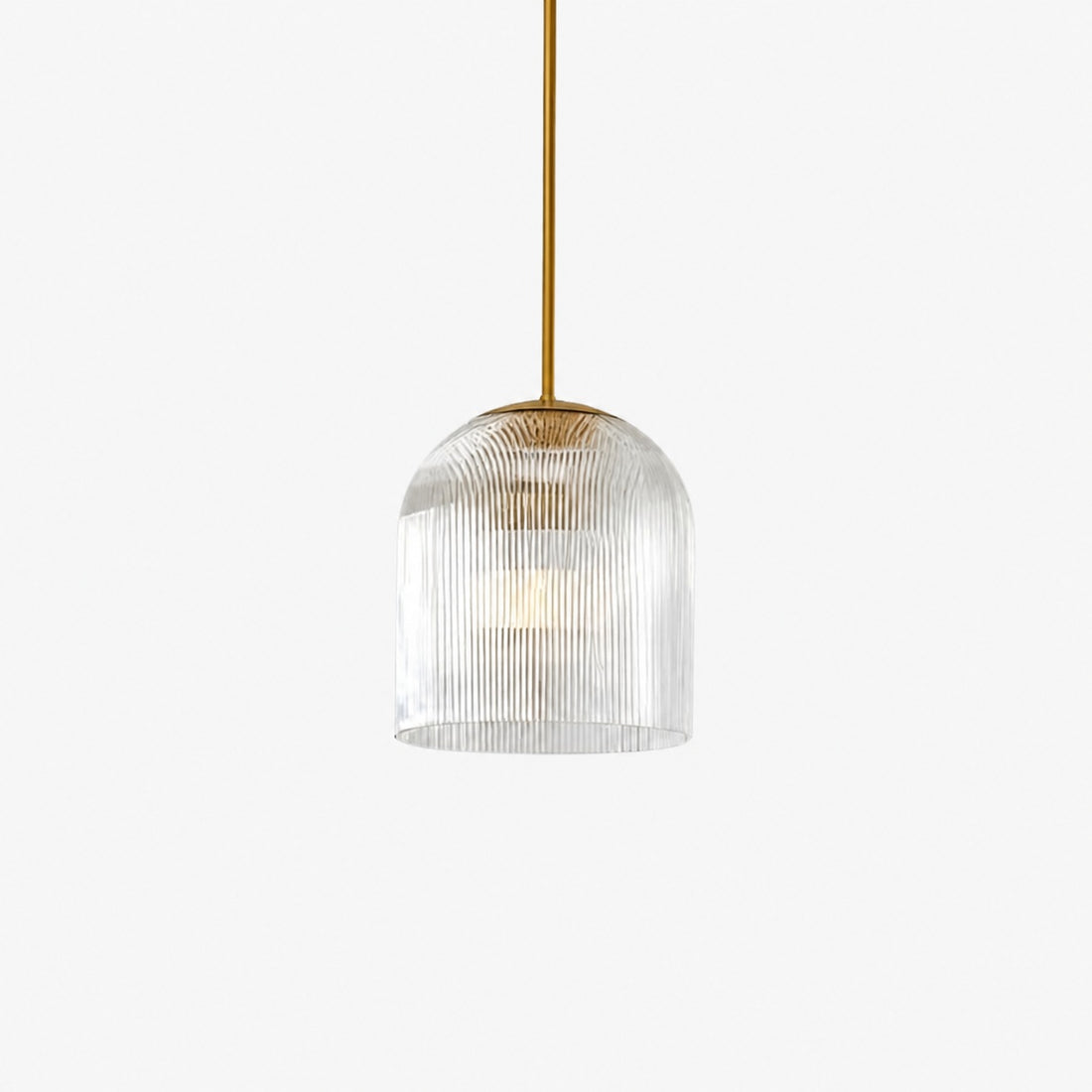 Alain Farmhouse Cooper Ribbed Glass Pendant Light
