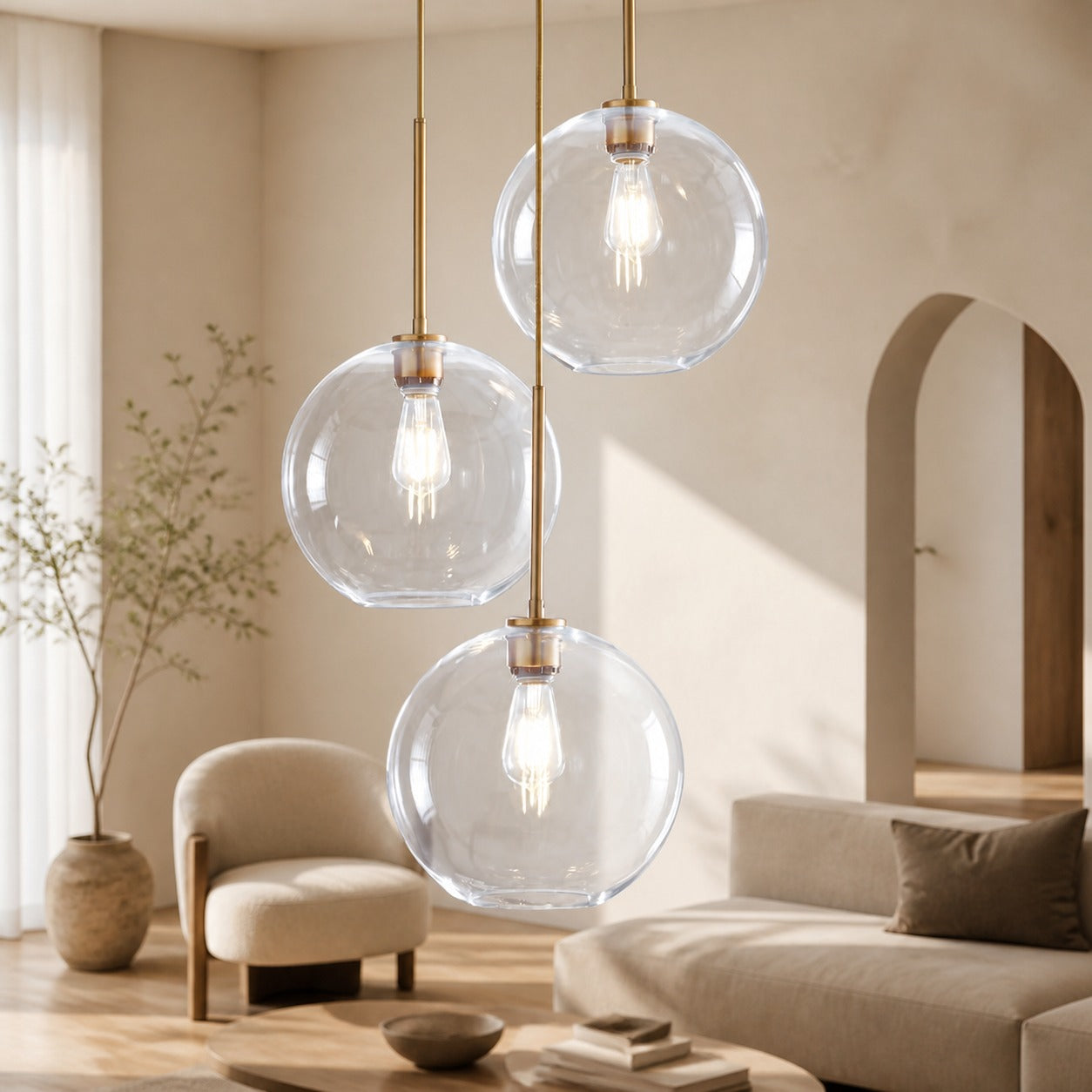 Selvion Minimalist Crystal Chandelier - Handcrafted Glass Sculptural Lighting Fixture