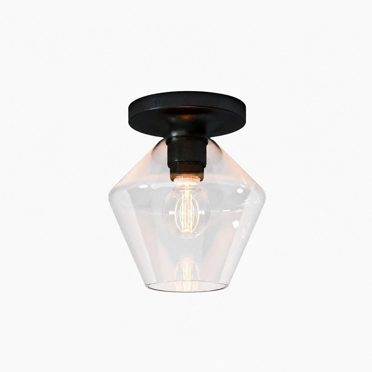 Merin Minimalist Sleek Geometric Glass Flushmount Light