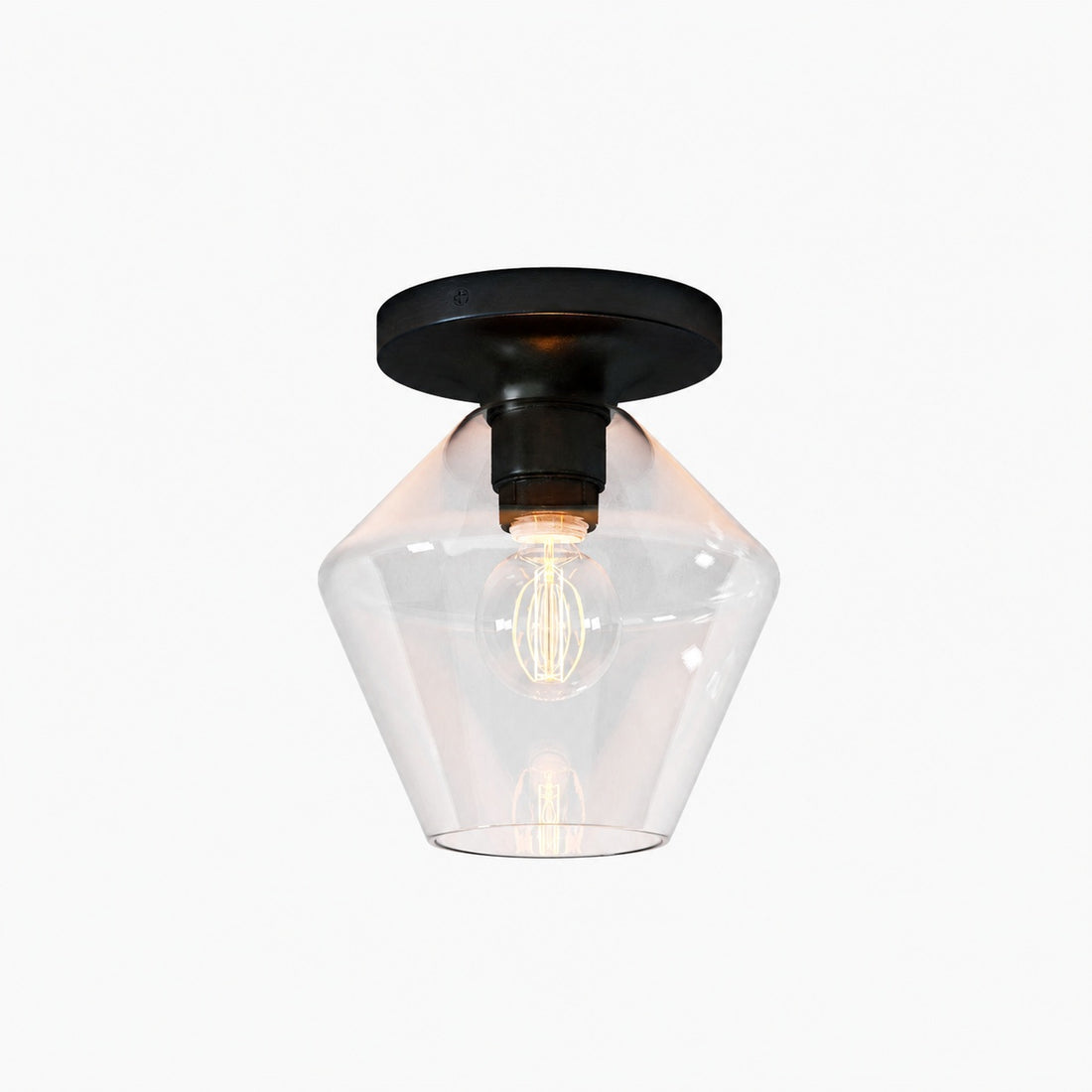 Merin Minimalist Sleek Geometric Glass Flushmount Light