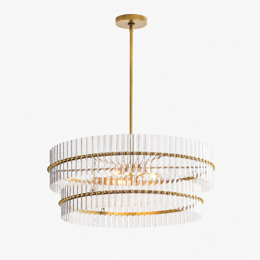 Lumora Crystal Pendant Light – Elegant Tumbled Brass & Cut Glass