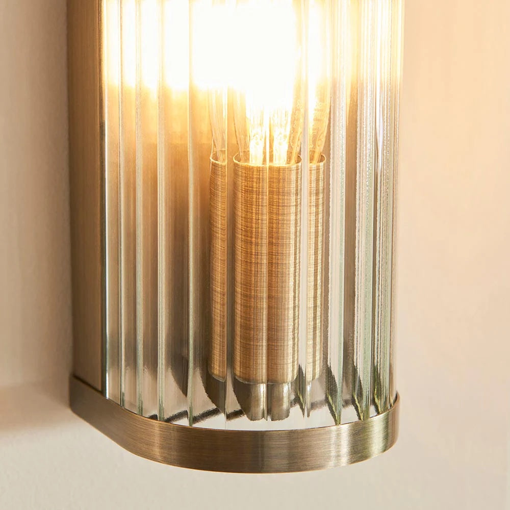 RibGlow Art Deco Ribbed Glass Wall Light - Vintage-Inspired Sconce for Living Room