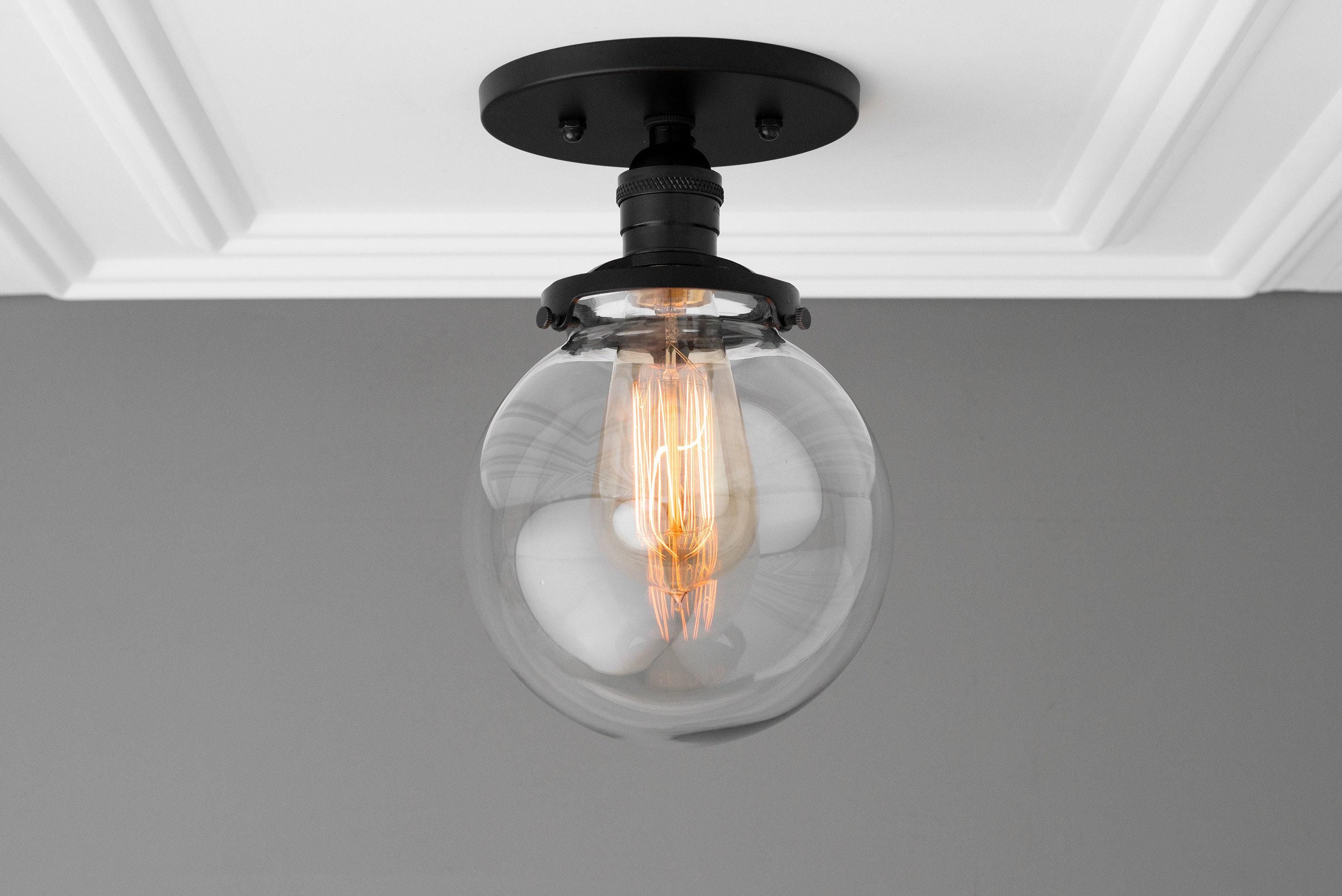 Glorica Glass Retro Globe Ceiling Light - Vintage Industrial Home Lighting