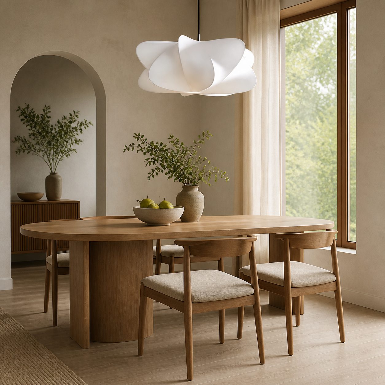 Havion Cocoon Pendant Lamp - Minimalist Polymer Shade with Adjustable Hanging
