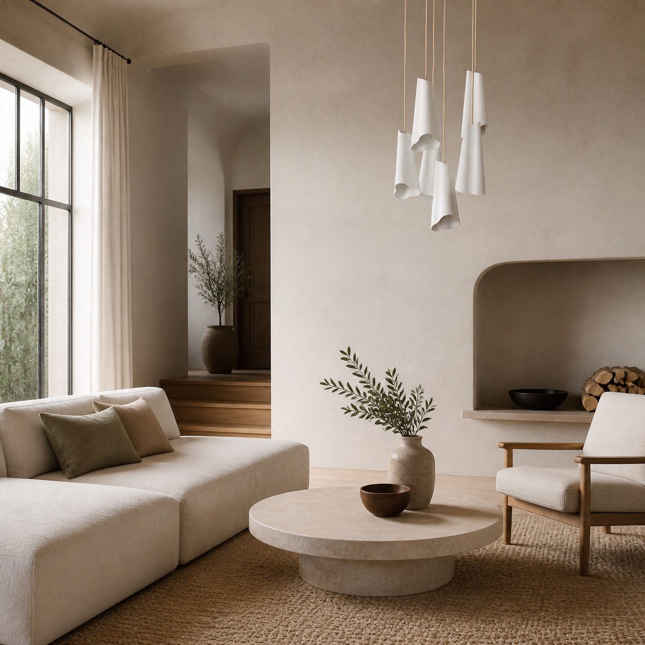 Orovia Ceramic Shade Chandelier – Iron Pendant Adjustable Height Design