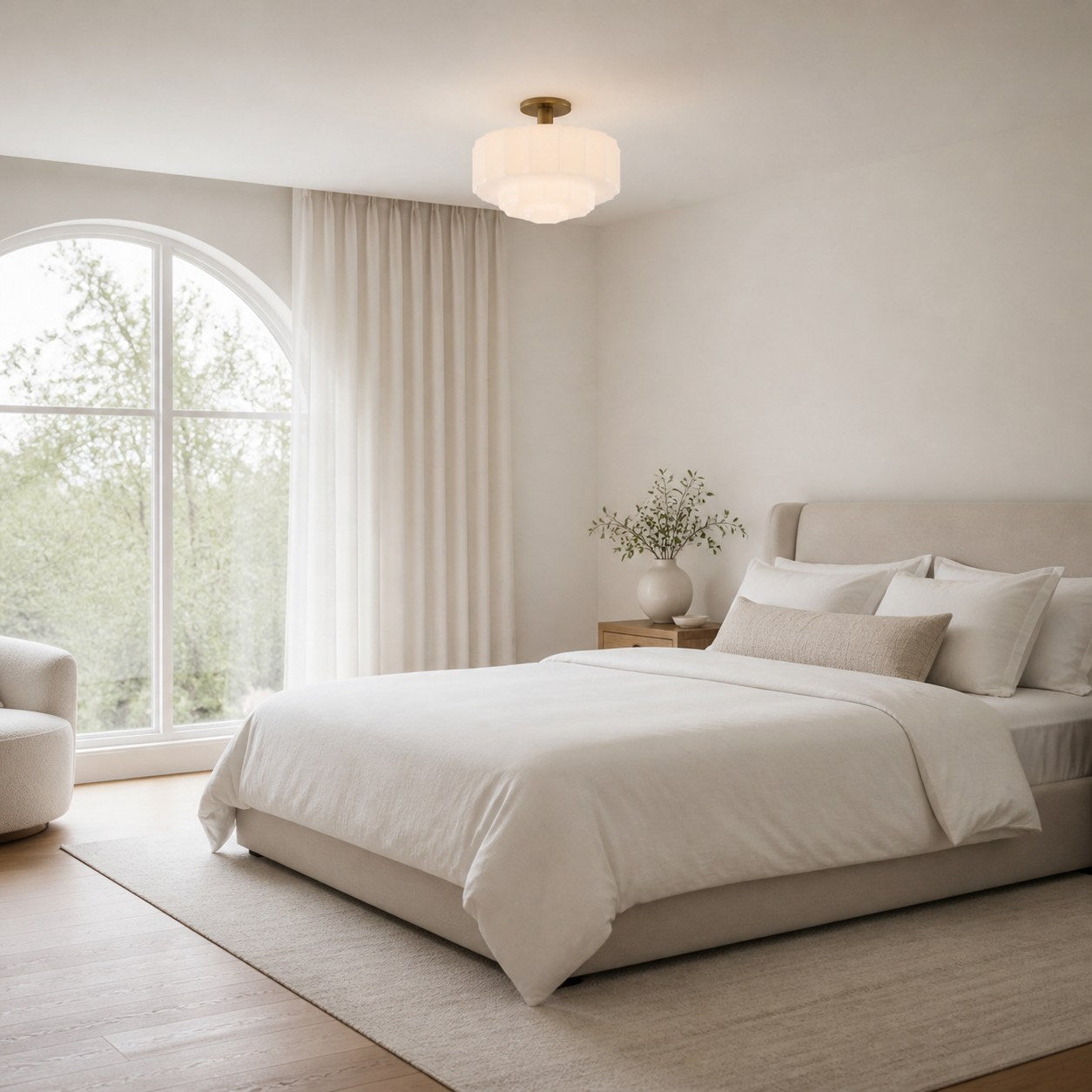 Vexrona Tiered Glass Shade Flush Mount – Contemporary Lighting for Bedrooms and Hallways