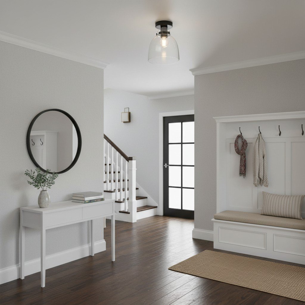 Ravion Knurled Chrome Ceiling Light Industrial Glass Shade - Living Room