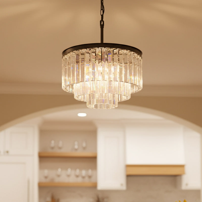 Aurevon Crystal Prism Metal Frame Modern Ceiling Chandelier for Home and Hotel