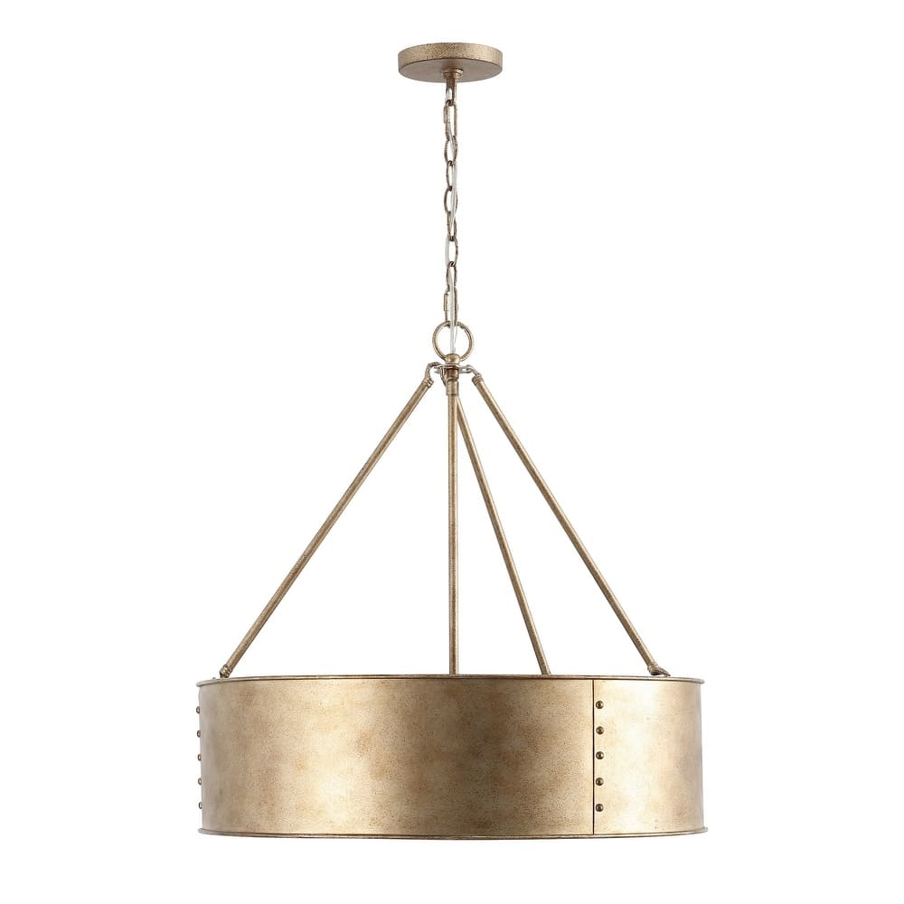 Distressed Metal Drum Chandelier – Industrial 5-Light  Pendant Lamp