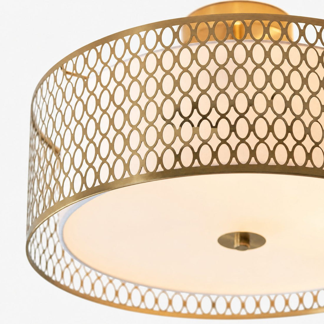 Liorin Geometric Mesh 3‑Light Flush Ceiling Light - Mesh Metal Frosted Lamp for Living Room or Hallway