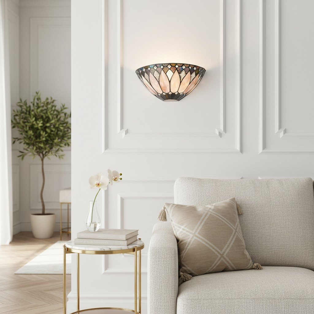 TF Brooklyn Elegant Wall Light - Art Deco Glass Wall Sconce for Living Room or Hallway