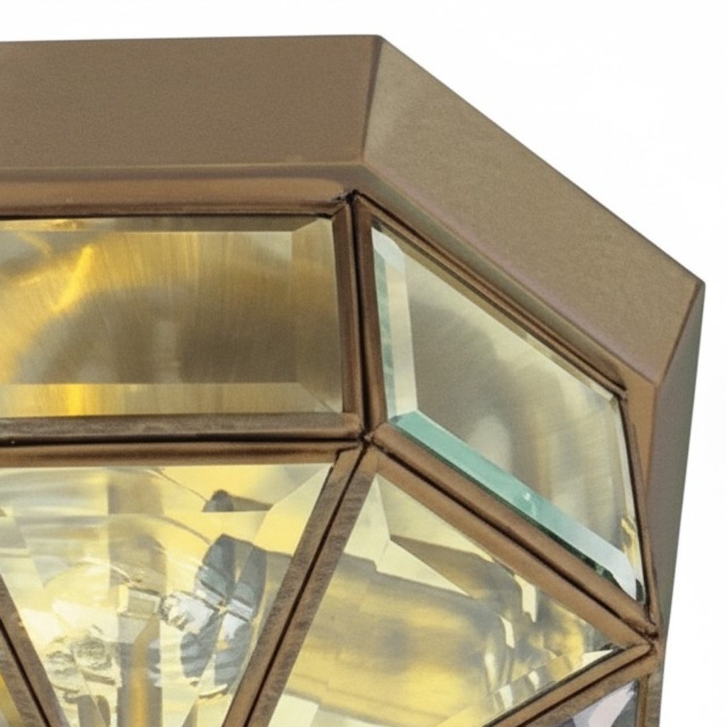 Braleen Antique Lantern Style Flush Ceiling Light – Clear Glass Design for Living and Bedroom