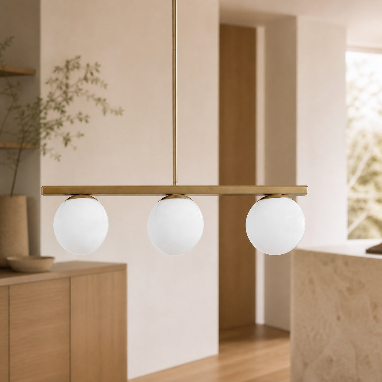 Brelia Round Light Chandelier - Modern Milk Glass Globe Ceiling Light
