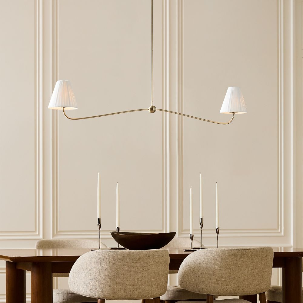 Fibura Metal Modern Linen Shade Linear Chandelier - Clean Lines