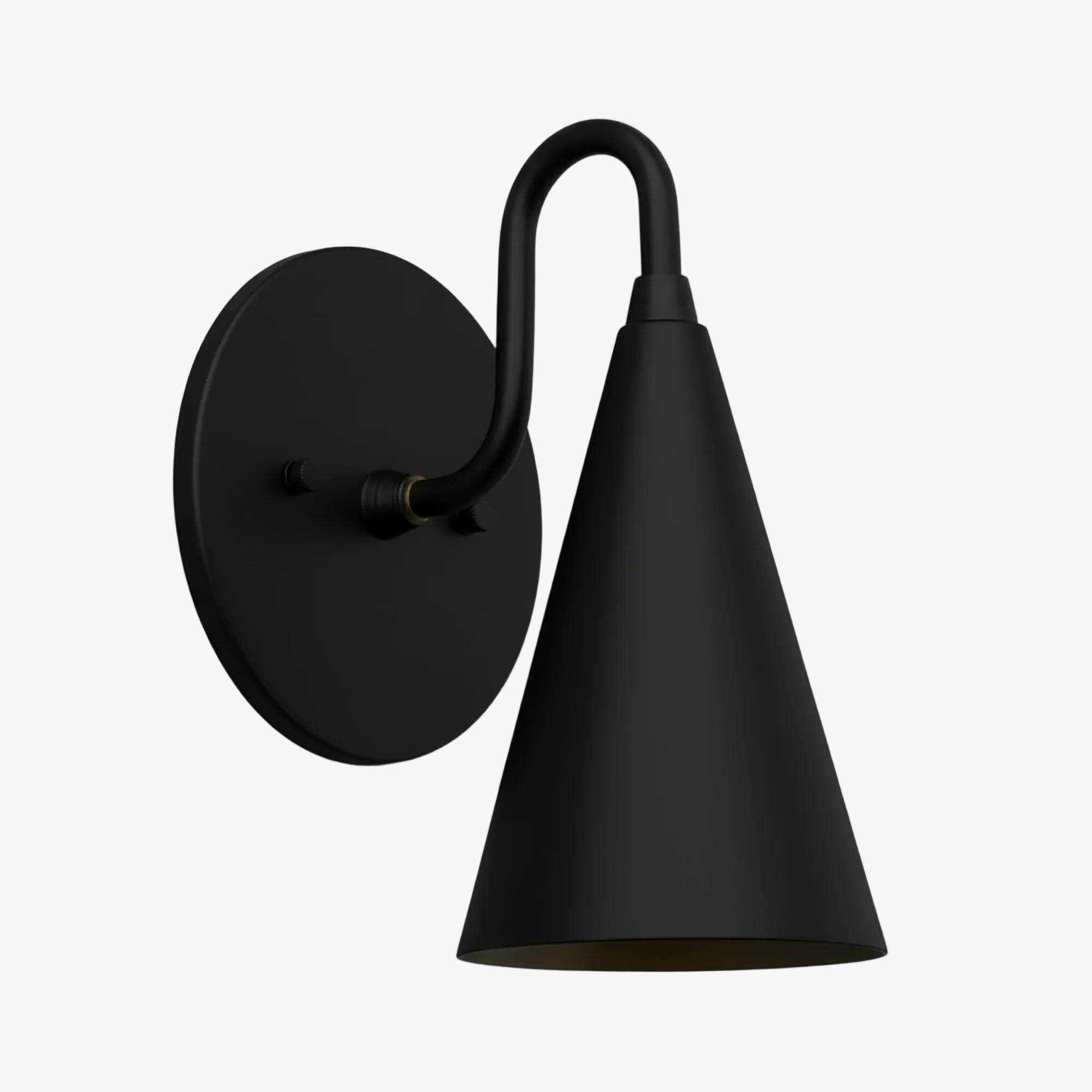 Curva Metal Cone Shade Sconce – Vintage Brass Wall Light for Entryway or Stairwell