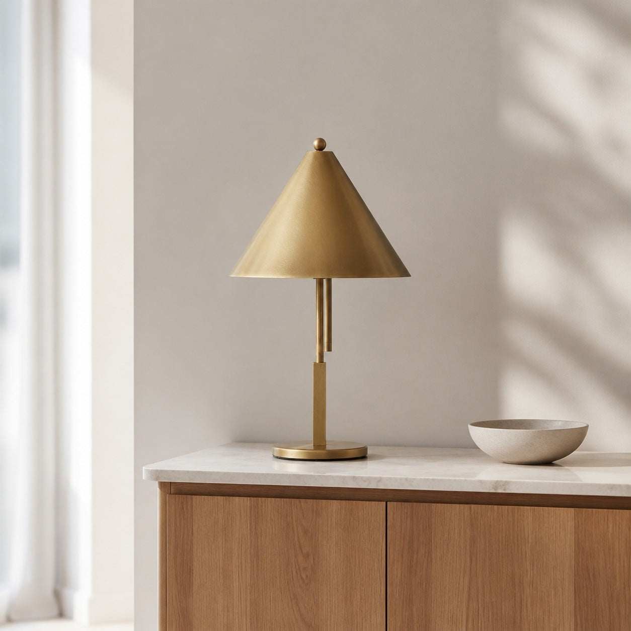 Aurecyl Table Lamp — Sleek Tapered Metal Table Lamp in Vintage-Style Finish for Living Room