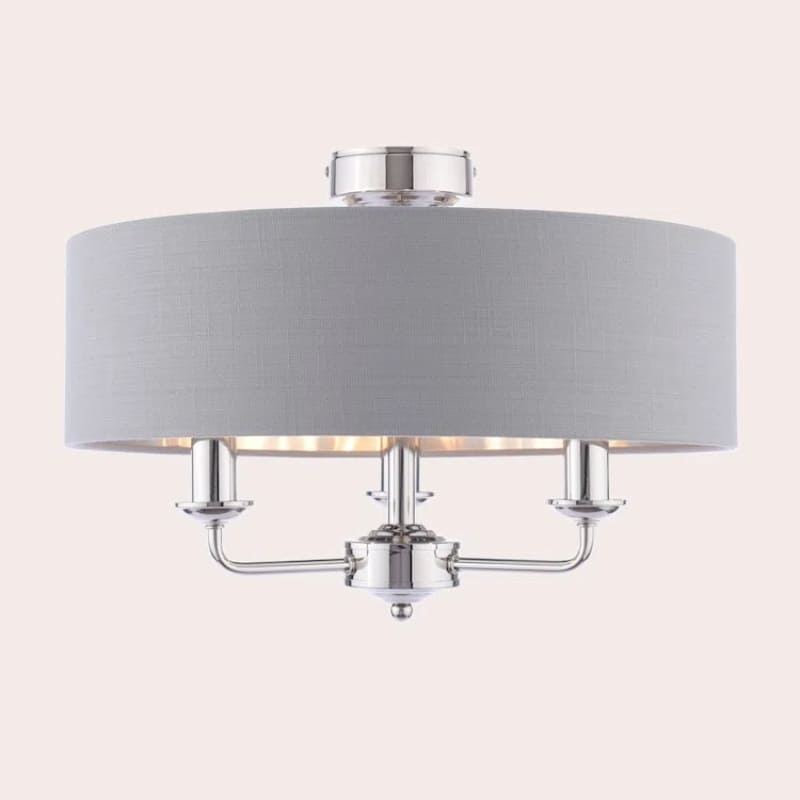 Matt Antique Brass 3 - Light Drum Light- Semi Flush Ceiling Light