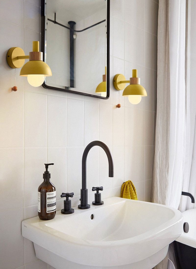 Colorful Wood Globe Wall Lamps