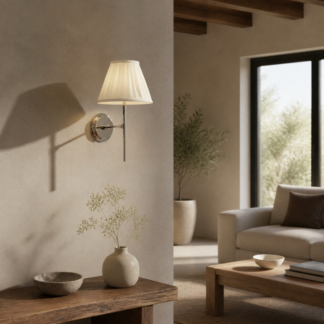 Cremaris Metal Wall Light with Fabric Shade - Timeless Sconce for Interior Lighting