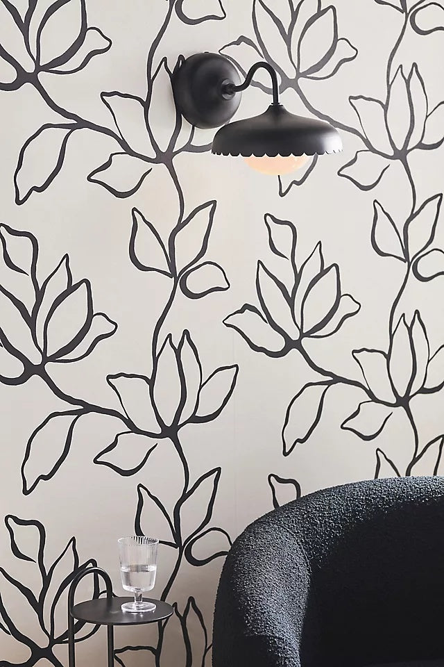 Rayla Outdoor Wall Sconce Light – Scallop Edge Modern Metal Design for Porch