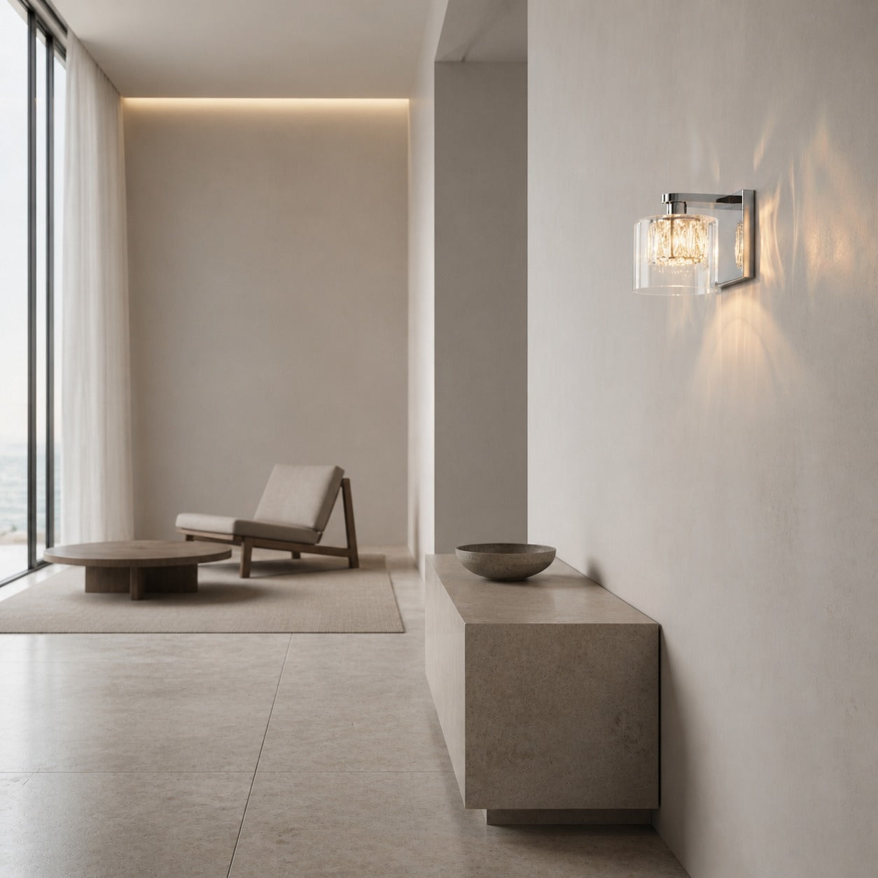 Glomara Sculpted Metal Wall Lamp – Transitional Sconce Ambient Lighting for Bedrooms and Entryways