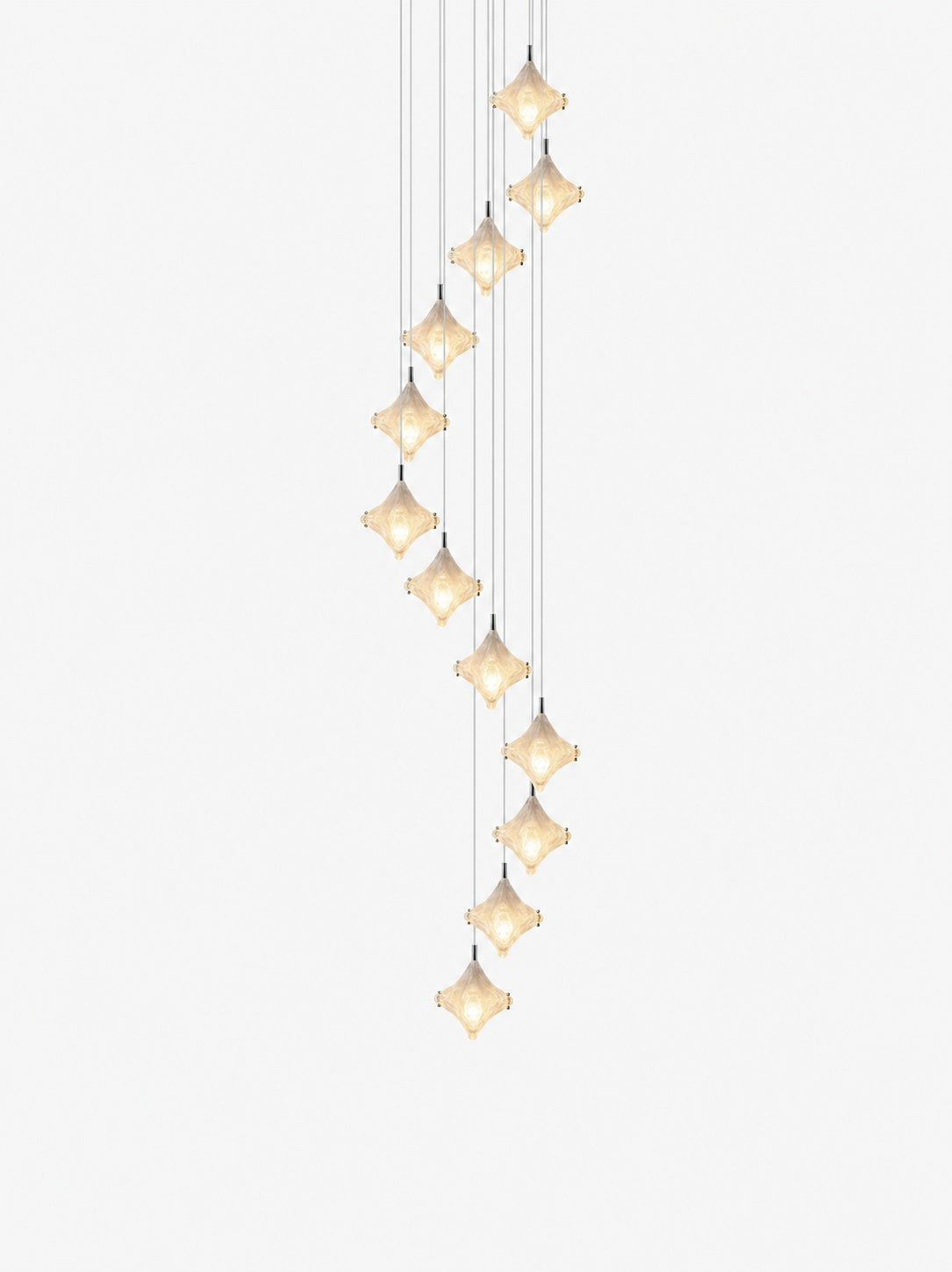Art Deco Star Staircase Pendant Light – Frosted Glass Hanging Fixture –  Astris Altair