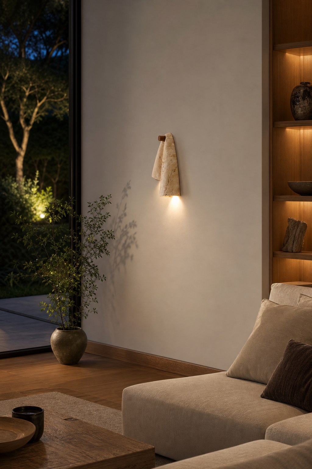 Travertine Wall Lamp – Minimalist Stone Sconce Decorative Lighting for Living Room