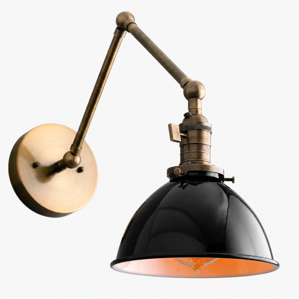 Conique Metal Vintage Industrial Swing Arm Wall Lamp - Adjustable Dome Shade for Study