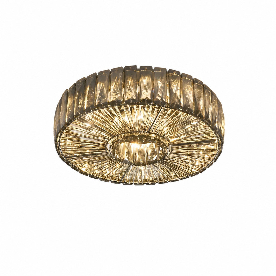 Clereon Elegant Round Flush Mount Ceiling Light – Modern Glass Design for Living Room