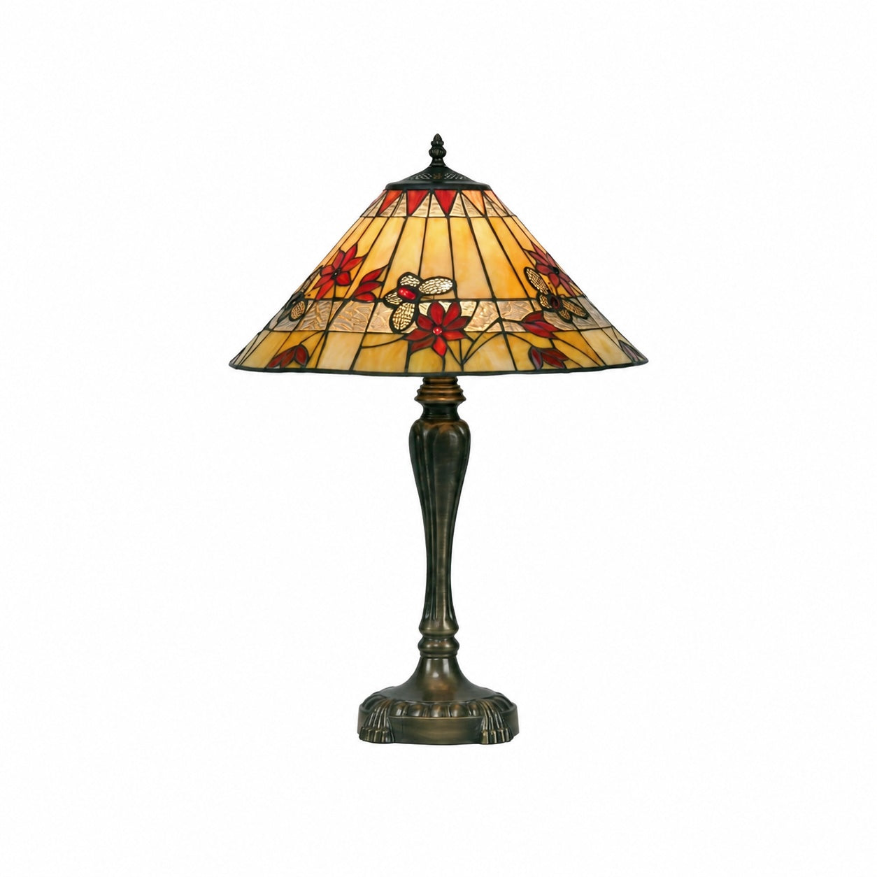 TF Butterfly Table Lamp – Hand-Cut Stained Glass Shade Table Light for Living Room and Bedroom