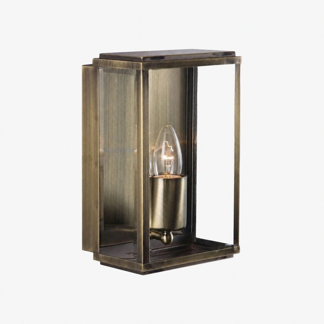 Boxar Outdoor Wall Lantern – Metal Frame and Clear Glass for Porches or Entryways