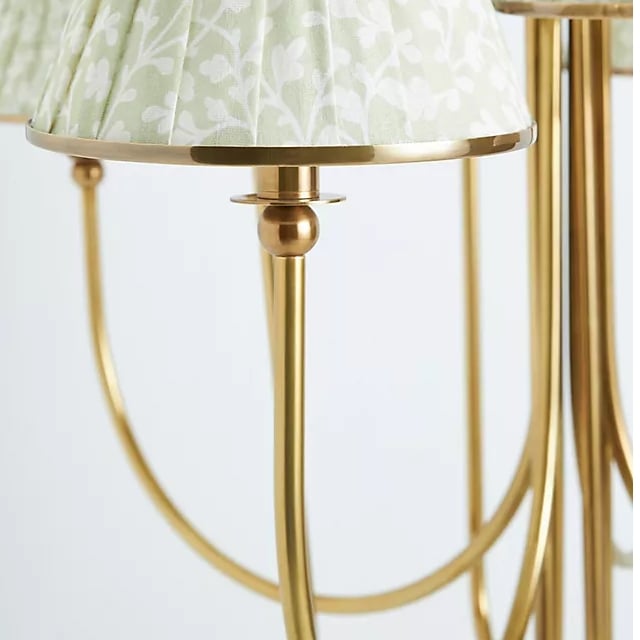 Ruchee Chandelier – Layered Fabric Shade Brass Ceiling Light for Dining or Living Spaces