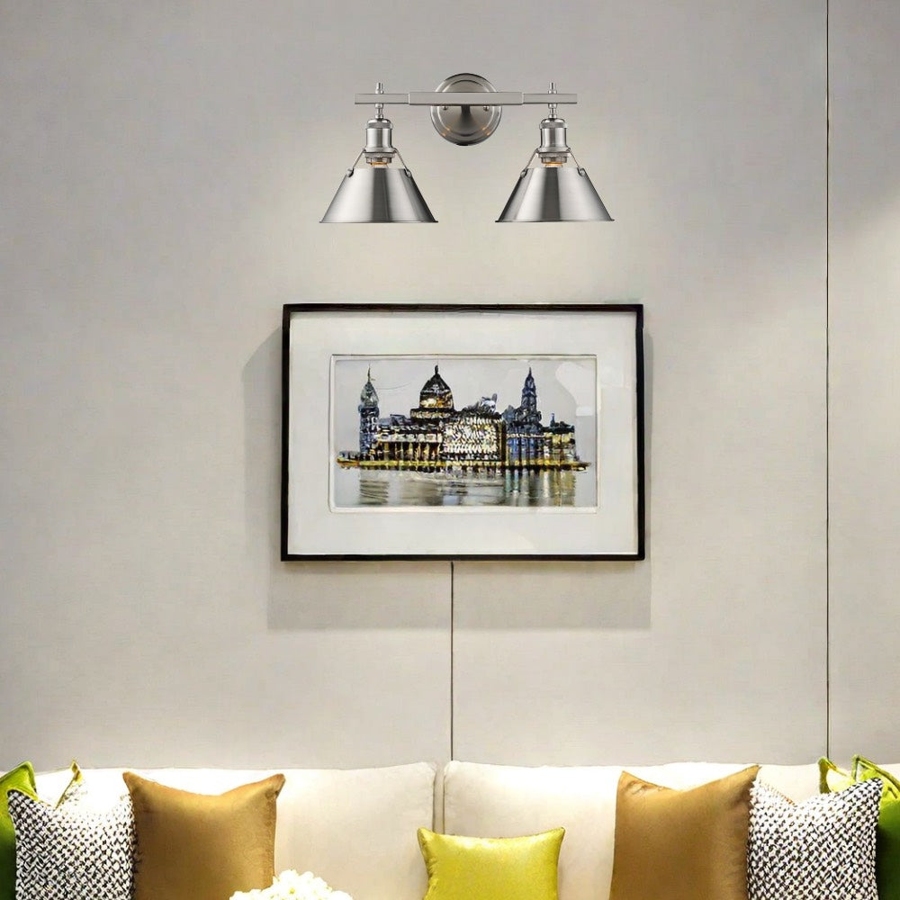 Industrial Two Light Vanity Wall Light - Metal Bathroom Mirror Wall Lights