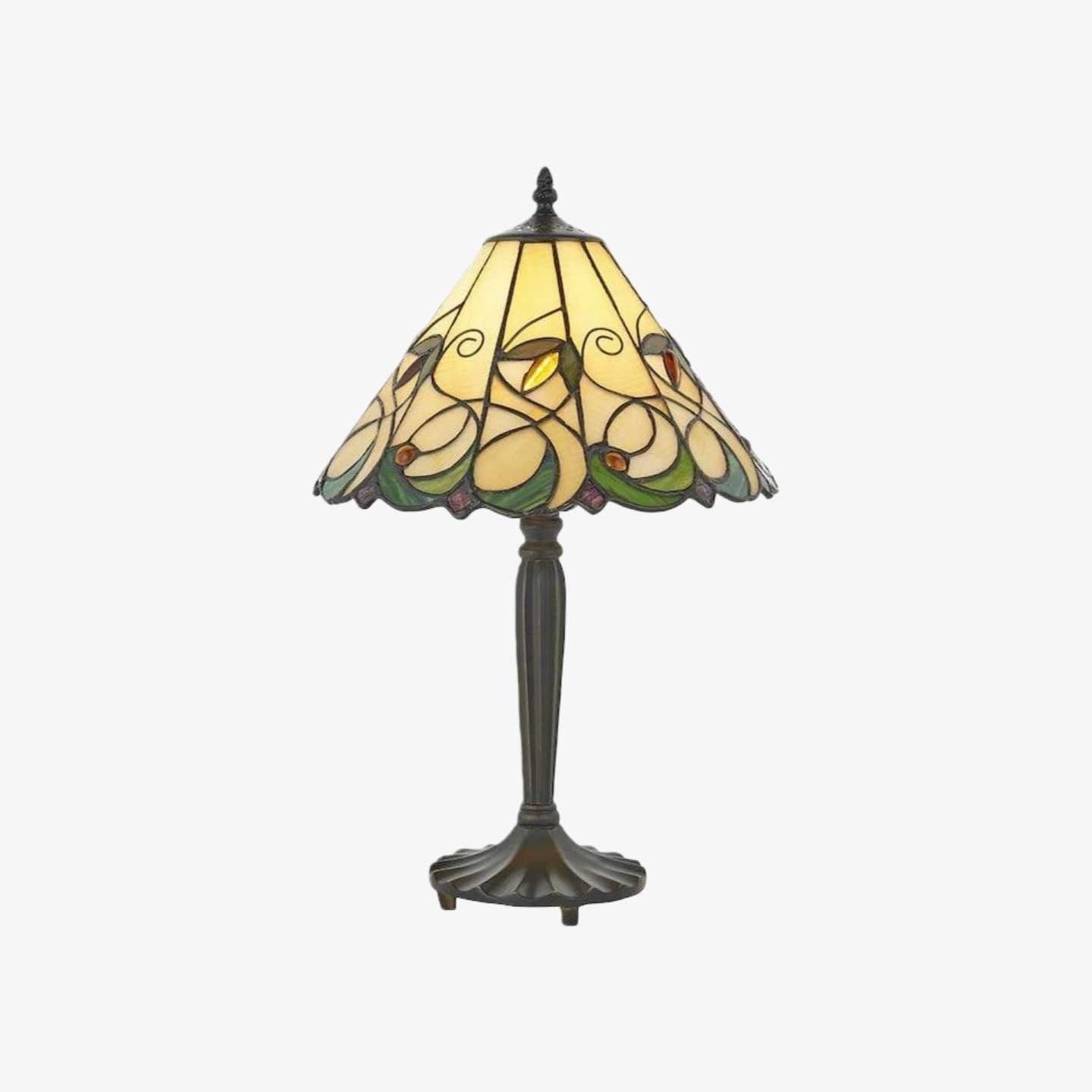 TF Jamelia Classic Stained Glass Table Light Lamp - Handcrafted Glass Light for Bedroom