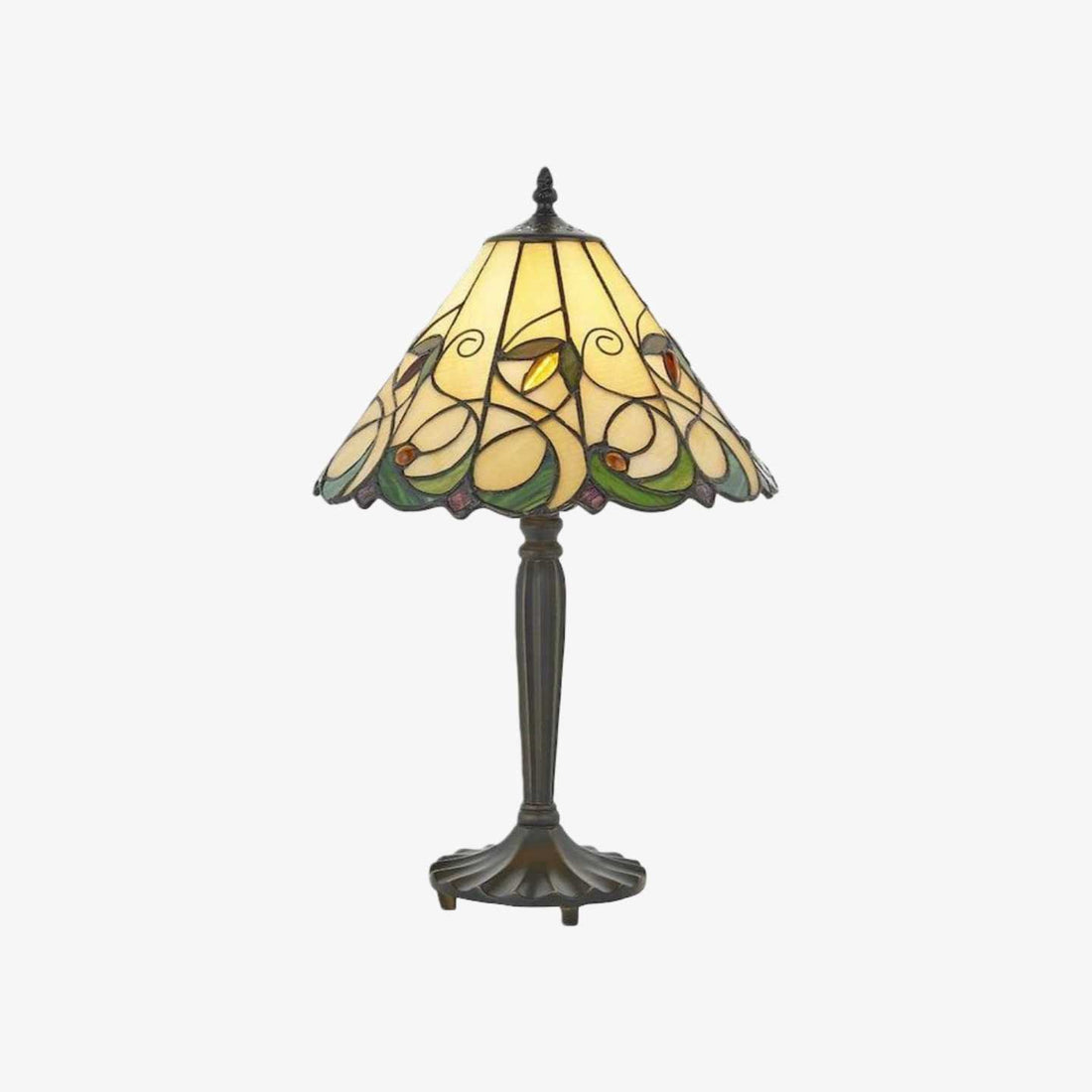 TF Jamelia Classic Stained Glass Table Light Lamp - Handcrafted Glass Light for Bedroom