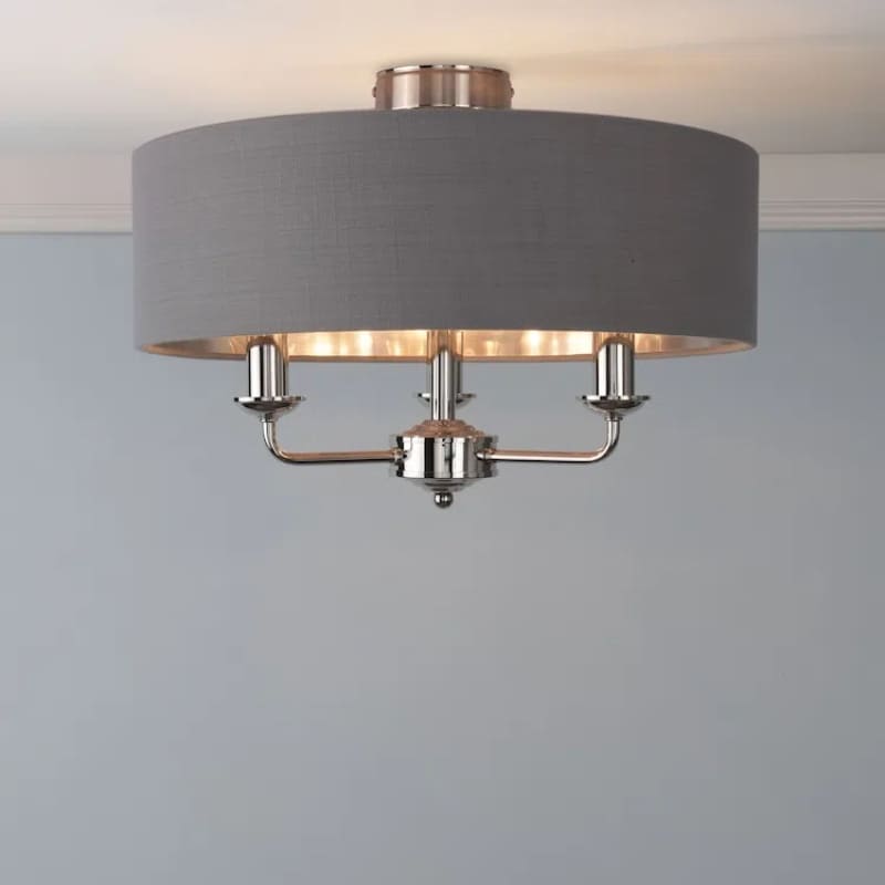 Matt Antique Brass 3 - Light Drum Light- Semi Flush Ceiling Light