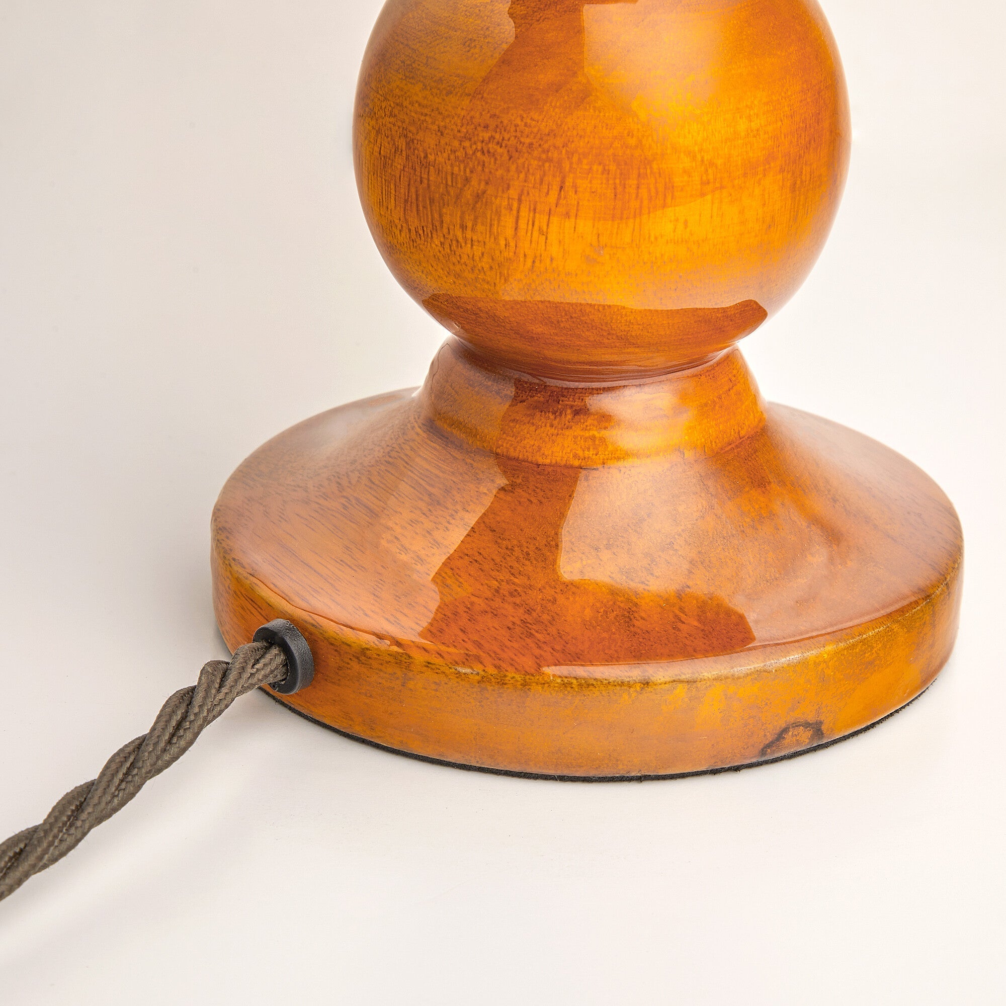 Grainora Table Lamp with Wooden Grain Base - Fabric Lampshade for Living Rooms