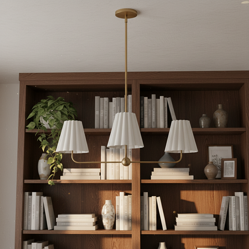 Ruffmeto Ruffled Shade Metal Frame Chandelier for Dining