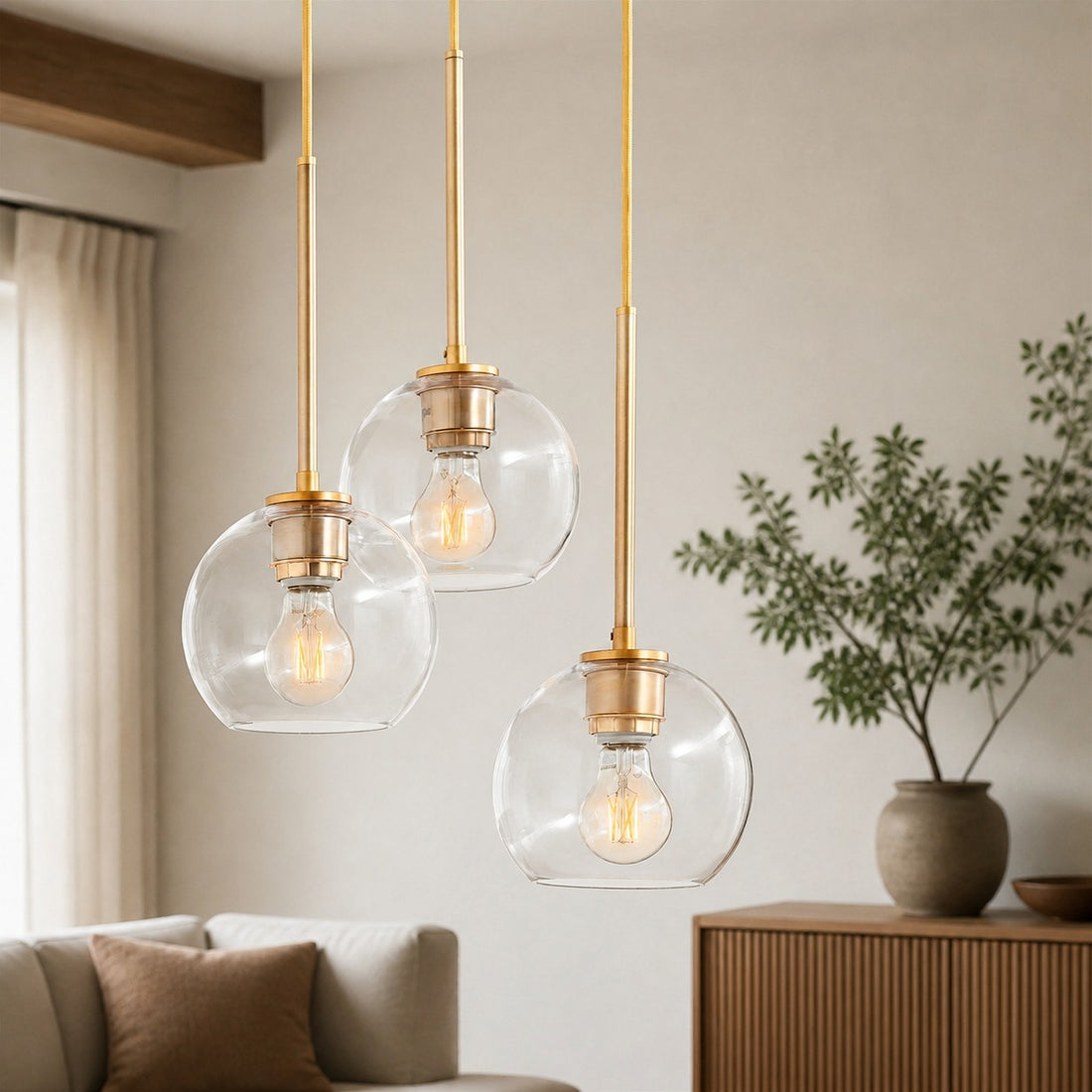 Selvion Minimalist Crystal Chandelier - Handcrafted Glass Sculptural Lighting Fixture
