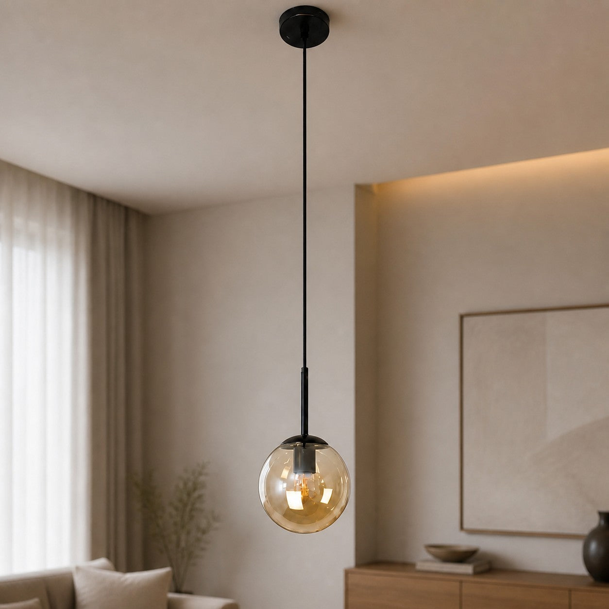 Luma Glass Globe Modern Pendant Light for Dining Room