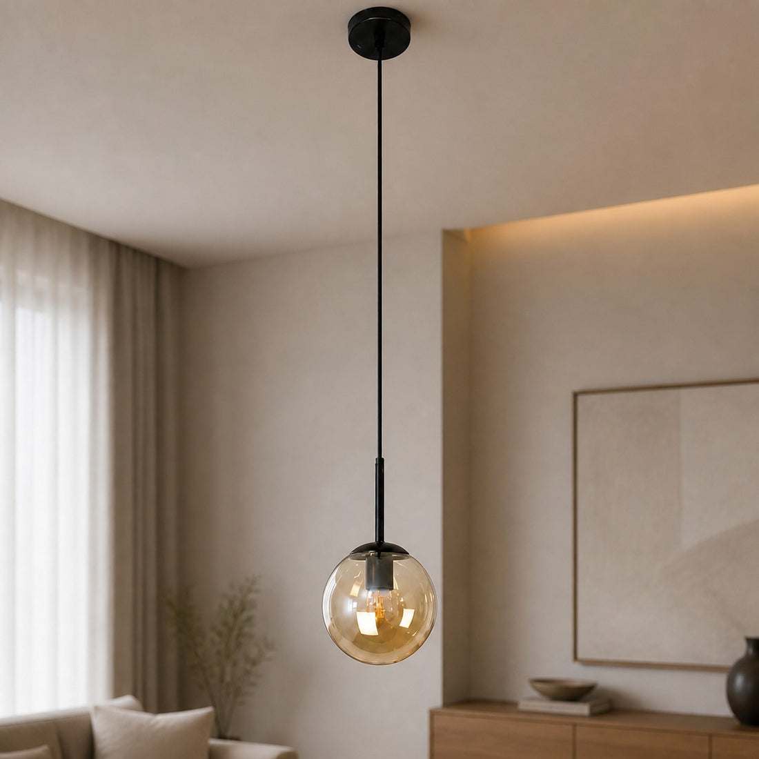 Luma Glass Globe Modern Pendant Light for Dining Room