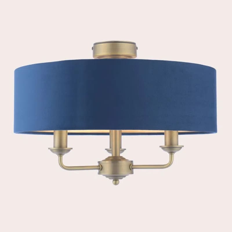 Matt Antique Brass 3 - Light Drum Light- Semi Flush Ceiling Light